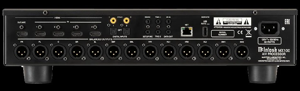 Rear view of McIntosh MX100 A/V Processor