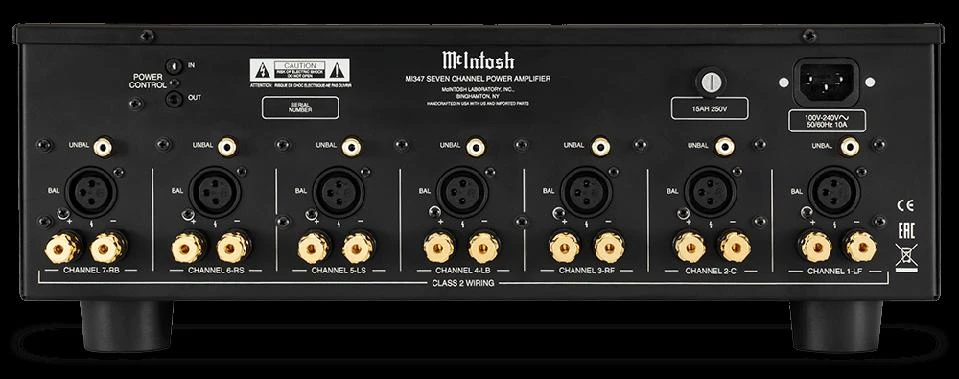 Rear view of McIntosh MI347 7-Channel amplifier