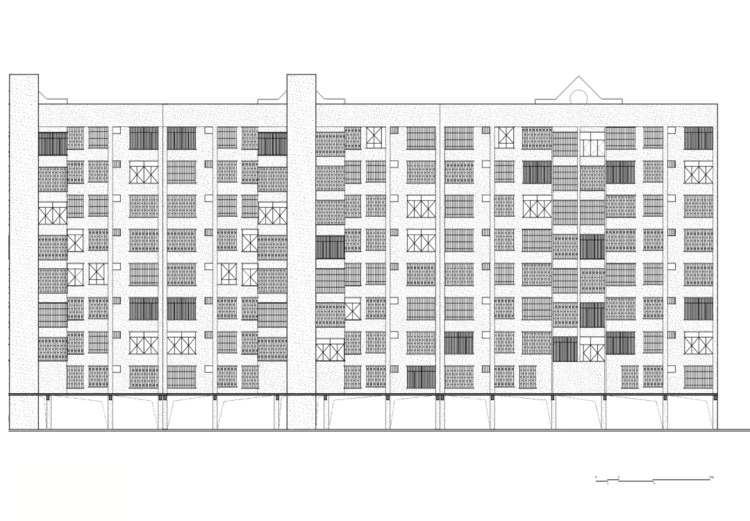 Elevation drawing by Jin Yuan showing the barred-up windows in his hometown. Image Courtesy of Jin Yuan