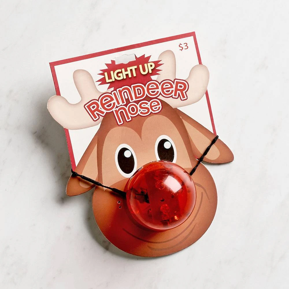 light up round red nose with band for attaching to face