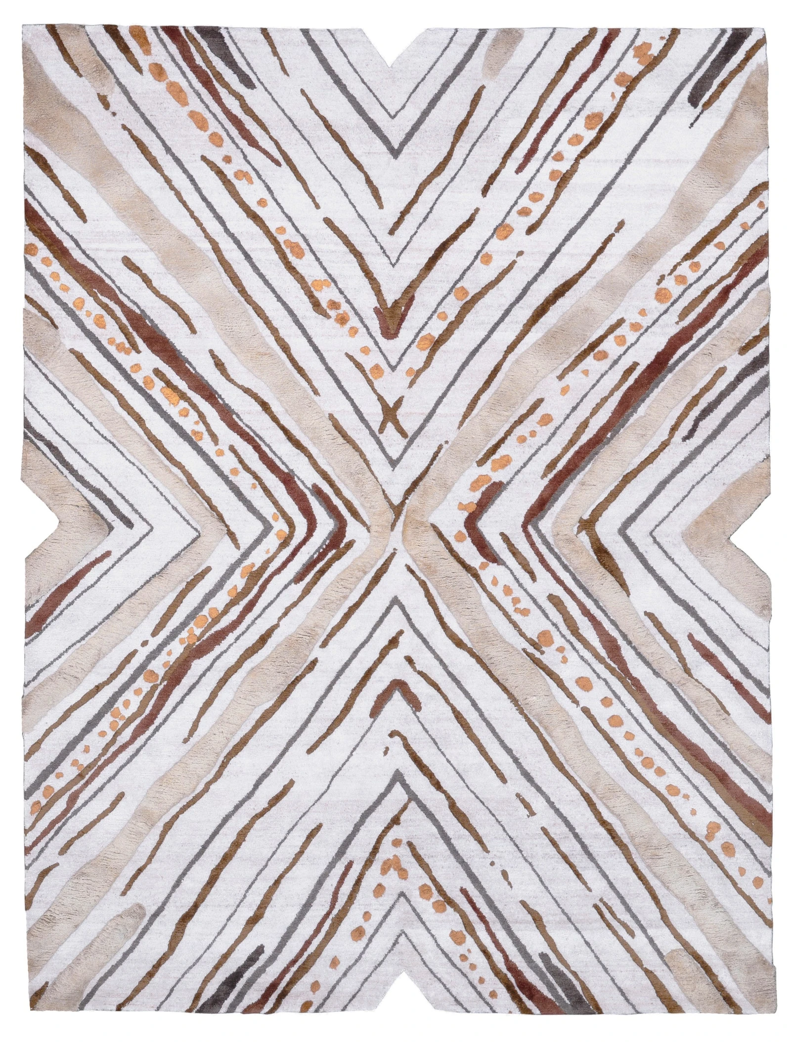 The brand's rugs including this other design from the Ora line are made in India Nepal Turkey and Morocco.